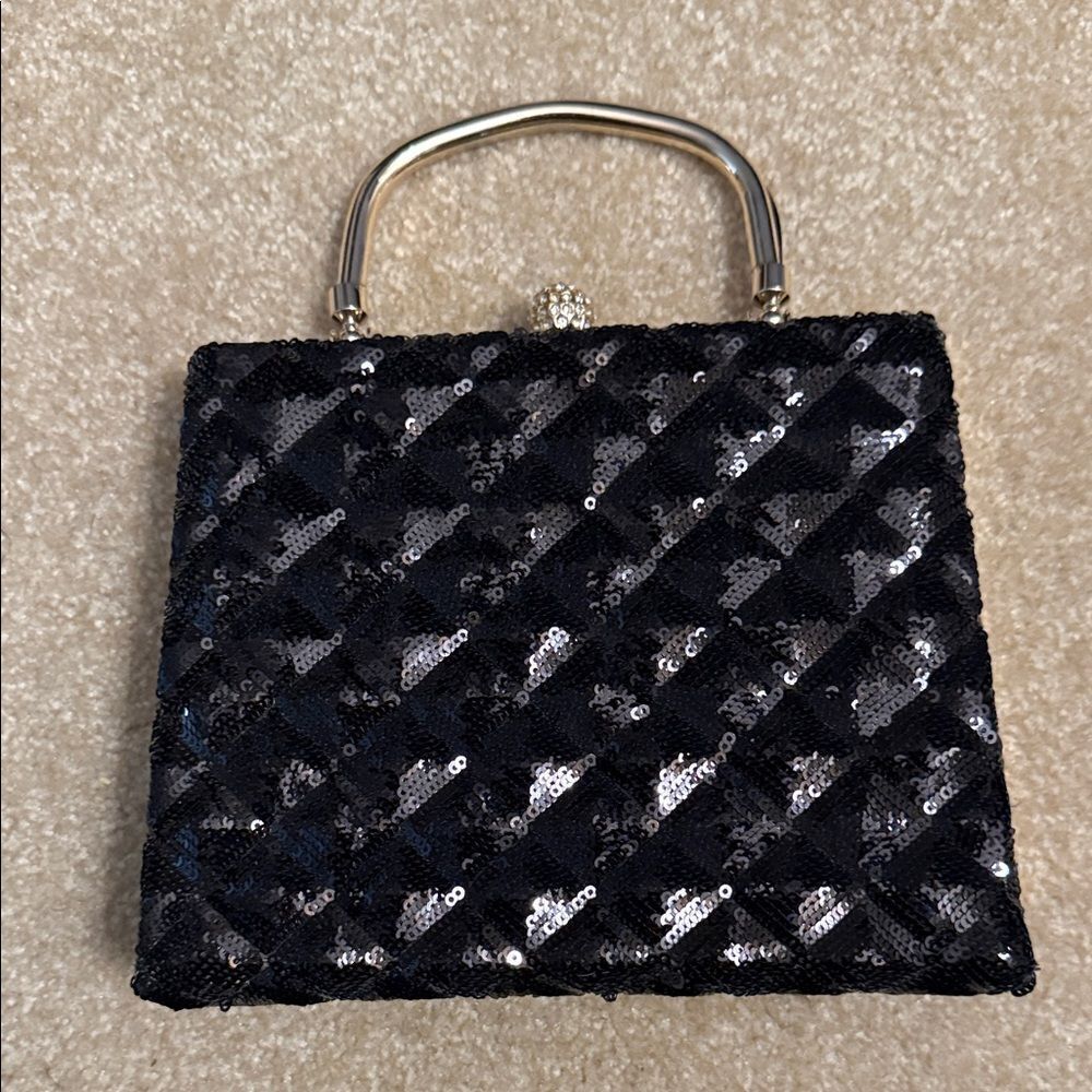 Glamorous Evening Gold hardware with black Sequin purse NWOT